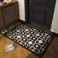 Tappeto da ingresso vintage con motivi geometrici persiani nero e beige per casa - 50*80cm / Fiori abbondanti