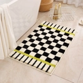 Tappetino da bagno a scacchi verde e nero su pavimento in marmo vicino alla vasca - 40×60CM / Stile a Scacchi Moderno