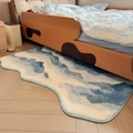 Plush wave pattern irregular rug with blue gradient for bedroom and living room decor - 53x80cm / Ocean Wave