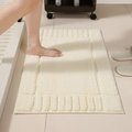 Tappeto da bagno spesso color crema in peluche con bordo a righe antiscivolo - 50x80cm / crema