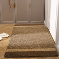 Tappeto d'ingresso a strisce marroni e beige antiscivolo su pavimento in legno - 80x120cm / Marrone