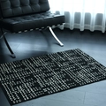Modern black and white geometric woven door mat with luxury minimalist textured finish - 50x80cm / Faint Dew