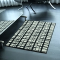 French luxury entryway mat with modern black and white geometric grid faux wool texture - 50x80cm / Ten Directions
