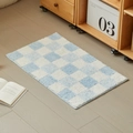 Tappetino da bagno a scacchi bianco e blu con morbida trama su pavimento - 40x60cm / Scacchiera Blu