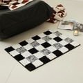 Modern black and white checkered bath mat with thick tufted texture and non-slip backing - 40x60cm / Black Checkerboard