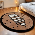 Cute round cartoon cat cookie carpet for bedroom with brown polka dot biscuit design - Diameter 100CM / Clownfish