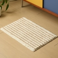Tapis de bain antidérapant absorbant avec texture pelucheuse et motif à rayures épuré - 40x60cm / Rayé - Kaki