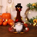 Plush Thanksgiving turkey gnome holding acorn with maple leaf tail for holiday decor - Male Glowing Turkey Gnome Ornament