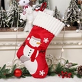 Großer roter Nikolaustrumpf mit Schneemann-Applikation und Plüschrand für Kamin Dekoration - Schneemann / Rot