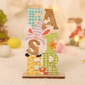 Décoration de Pâques en bois avec lettres colorées et figurine de gnome sur socle fixe - Style B Nain Ornement en Bois