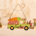 Decorazione pasquale in legno a forma di camion verde con carota e scritta Happy - Stile Camion Verde Carota (P-M125)
