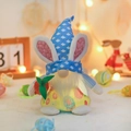 Easter gnome plush doll with bunny ears holding a carrot and colorful egg pattern - Holding Carrot Style / Male Style Blue Hat