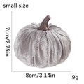 Detailed view of small grey velvet pumpkin decor with size measurements 8cm and 7cm - Small / Gray