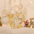 Oster-Willkommensschild aus Holz mit bunten Eiern und Hasen für die festliche Türdeko - Ostereierkranz Happy Easter Stil (P-M106)