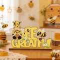 Bee Grateful wooden table sign with gnome and honeybee illustrations in rustic style - Bee Greatful Style (B Wooden Ornament)