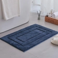 Dikke donkerblauwe antislip badmat met 3D geometrische pluche textuur voor in huis - 50x60cm Contourmat / Blauw