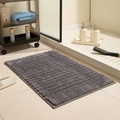 Thick dark grey rectangular bathroom rug with striped plush texture and non-slip backing - Dark Gray / 40x60cm