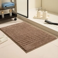 Thick brown coffee absorbent bathroom mat with striped texture and non-slip backing - Brown / 40x60cm