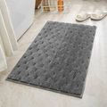 Donkergrijze absorberende badmat met pluche textuur en reliëf met stippenpatroon - 40x60cm / donkergrijs