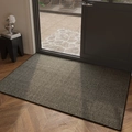 Zerbino d'ingresso a strisce grigie durevole su parquet per corridoio moderno - 50x80cm / Nero