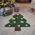 Tapis floqué en forme de sapin de Noël avec ornements festifs sur parquet - 60x90cm / Sapin de Noël