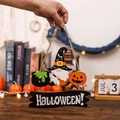 Colgador de puerta de Halloween en madera con gnomo y calabaza para decoración de fiesta - Estilo de Gnomo y Calabaza (B25-015)