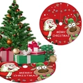 120 cm rote Weihnachtsbaumdecke mit Cartoon-Weihnachtsmann und Rentier-Motiven - Klassischer Weihnachtsmann Rentier Stil (A-SQ83) / 120cm