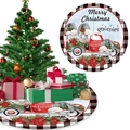 Jupe de sapin Noël 120cm avec motif de gnome et camion et bordure à carreaux noirs - Style de Camion Vintage Rouge (A-SQ84) / 120cm
