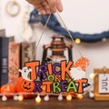 Trick or Treat wooden Halloween sign with pumpkin, ghost, and bat hanging decorations - Style A-TRICK OR TREAT