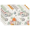 Set of four autumn pumpkin watercolor placemats for festive Thanksgiving dining table decor - Autumn Watercolor Pumpkin Placemats / Placemat
