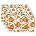 Set of 4 watercolor pumpkin and autumn leaf table mats for Thanksgiving decor - Pumpkin Floral Placemats / Placemat