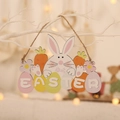 Oster-Türhänger aus Holz mit Hasen-Motiv, bunten Eiern und EASTER-Schriftzug für Deko - P-m104 Holzornament Im C-stil