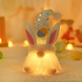 Gnomo di Pasqua di peluche con orecchie di coniglio di paillettes e luce LED calda - Ornamento Coniglio Luminoso Beige / Beige