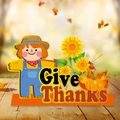 Detail of wooden Thanksgiving table decor featuring a scarecrow and Give Thanks sign - Scarecrow Wooden Ornament