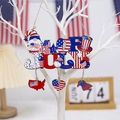 Targa in legno 4 luglio con gnomo e stelle per decorazioni del Giorno dell'Indipendenza - Stile Gnomo Mappa USA 4th OF JULY (Modello B)