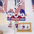 Targa in legno gnomi USA Giorno dell'Indipendenza con testo Let Freedom Ring appesa - Stile Tre Gnomi LET FREEDOM RING! (Modello C)