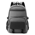Zaino porta PC aziendale in nylon impermeabile grigio scuro e nero con tasche multiple - Grigio