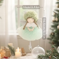 Ángel de Navidad colgante con vestido de tul verde claro, astas plateadas y cascabel - Estilo Ángel Verde