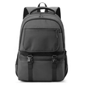 Zaino porta PC grigio scuro con spallacci ergonomici e dettagli in fibbia in metallo - Grigio