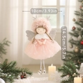 Ángel elfo de Navidad rosa con astas plateadas y falda de encaje, altura de 14,5 cm - Estilo Ángel Rosa