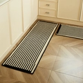 Minimalist black and white striped non-slip kitchen mat set with thick woven texture - 60x90+60x120cm Set / Black White Stripes