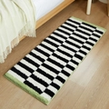 Tappeto passatoia spesso a righe bianche e nere con bordo verde per il bordo letto - 40x60cm / Verde