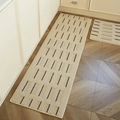 Kitchen mat set with blue stripes on cream woven fabric and non-slip texture - Blue Dotted Stripes