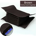Vertical organ card holder insert in brown fabric with multiple storage slots - Coffee
