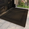 Paillasson d'entrée marron foncé avec fibres durables et dos antidérapant pour extérieur - Petit / Noir
