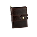Dark brown leather wallet for men with secure RFID protection and retro metal snap button - No Chain / Coffee