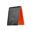 Portafoglio bicolore nero arancio in pelle con protezione RFID e logo in metallo - Arancione