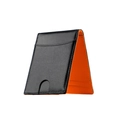 Slim bifold wallet in black litchi leather with vibrant orange interior and RFID slots - Black Exterior Orange Interior (9652#) / Orange