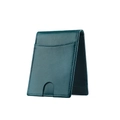 Slim peacock blue leather wallet with RFID blocking and U-shaped easy-access card slot - Peacock Blue (9652#) / Blue