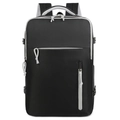 Zaino per laptop impermeabile nero con grande capacità e design multi-tasche - Nero